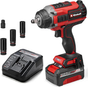Atornillador de impacto inalámbrico profesional Einhell IMPAXXO 18/450 (1x4,0Ah) Power X-Change (18 V, 450 Nm, sin escobillas, inserción de cuadradillo exterior, incl. batería de 4 Ah, cargador, juego de vasos)