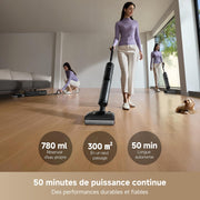 Aspiradora y fregadora Dreame H12 Pro FlexReach, alcance plano de 180°, secado en 5 min, succión de 18 000 Pa, lavado con agua caliente a 90 °C, limpieza de dos bordes, 50 minutos de autonomía.