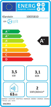 KLARSTEIN Grandbreeze Pro 14K – Aire acondicionado portátil, deshumidificador, ventilador, 3 velocidades, 14000 BTU/1,65 kW, habitación: 42 a 68 m², flujo: 460 m³/h, eficiencia energética A – Blanco