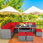 Conjunto de comedor de ratán para patio de 7 piezas Costway, sofá seccional y otomana - Ver detalles