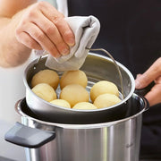 Olla a presión Fissler Vitavit Premium 6L 22cm de acero inoxidable, 4 niveles de cocción, incluye cestillo, fabricada en Alemania, apta para inducción