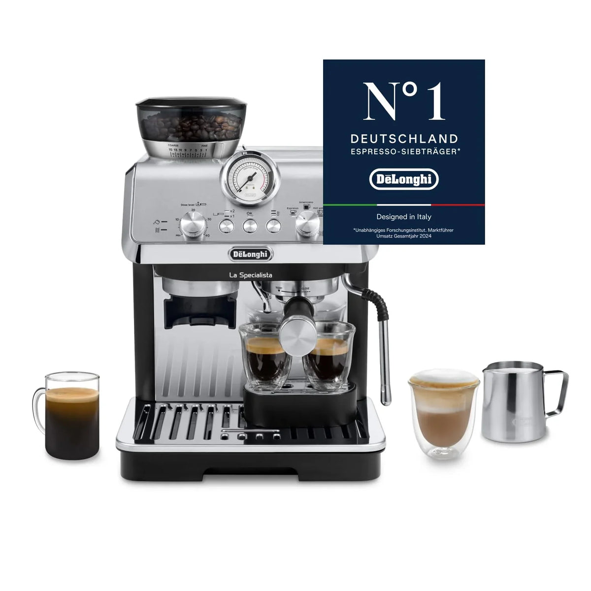 Máquina de café espresso De'Longhi La Specialista Arte EC9155.MB, 8 niveles de molienda, 15 bares, 3 temperaturas, boquilla para espuma de leche, kit de barista
