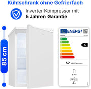 Refrigerador Bomann® sin compartimento congelador | Clase energética C | 85 cm | 5 años de garantía en el compresor | Frigorífico pequeño | 0-8 °C | silencioso 35 dB | 3 estantes | Refrigerador estándar 126 L | VS 7258 blanco