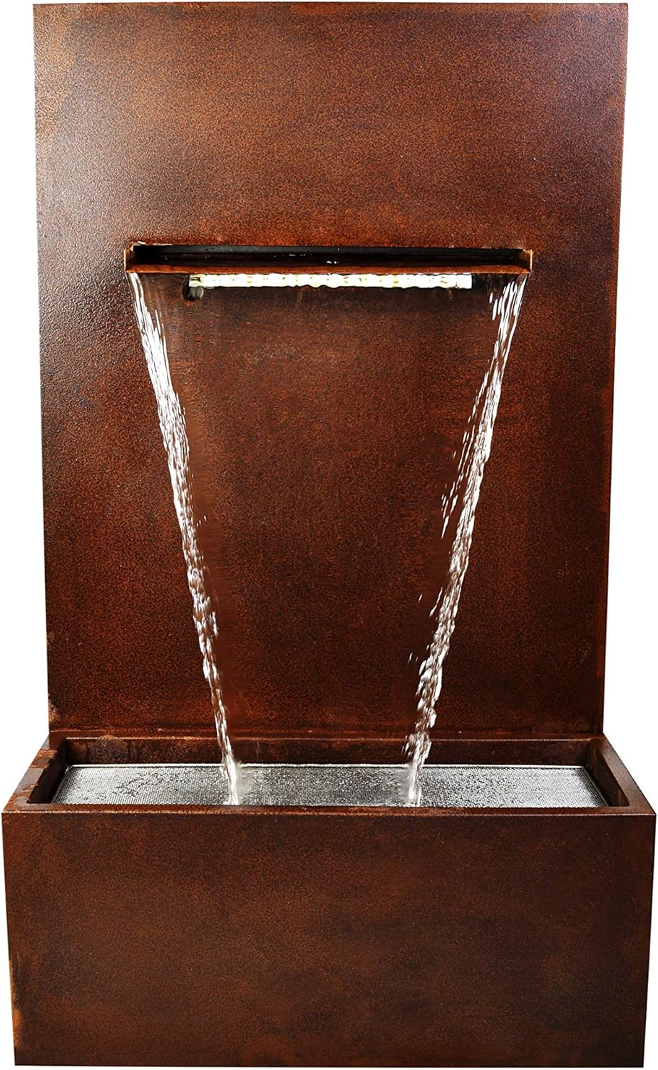 Fuente de cascada KÖHKO® con iluminación LED, altura 100 cm, fuente de acero corten 31008