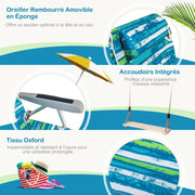 Tumbona COSTWAY, silla de playa plegable, 5 posiciones ajustables, portavasos, toallero, bolsillos, reposacabezas, correas, sillón para playa, piscina, jardín, carga de 150 kg (verde, 2 unidades)