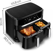 Freidora de aire Moulinex Dual XXL 11L, 8 personas o más, cesta grande hasta 3 kg, 7 programas predefinidos, Dual Easy Fry XXL, EZ9428F0, negro