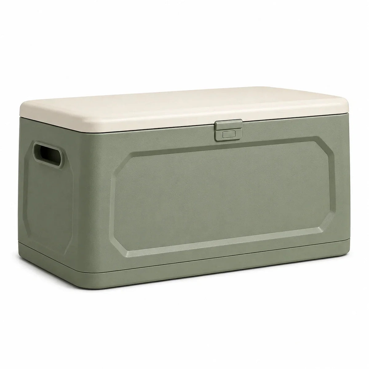 Caja de almacenamiento de plástico 120 L verde/beige