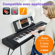 Piano numérique Yamaha Piaggero NP-15 de 61 touches avec 15 sonorités d'instruments, léger et portable