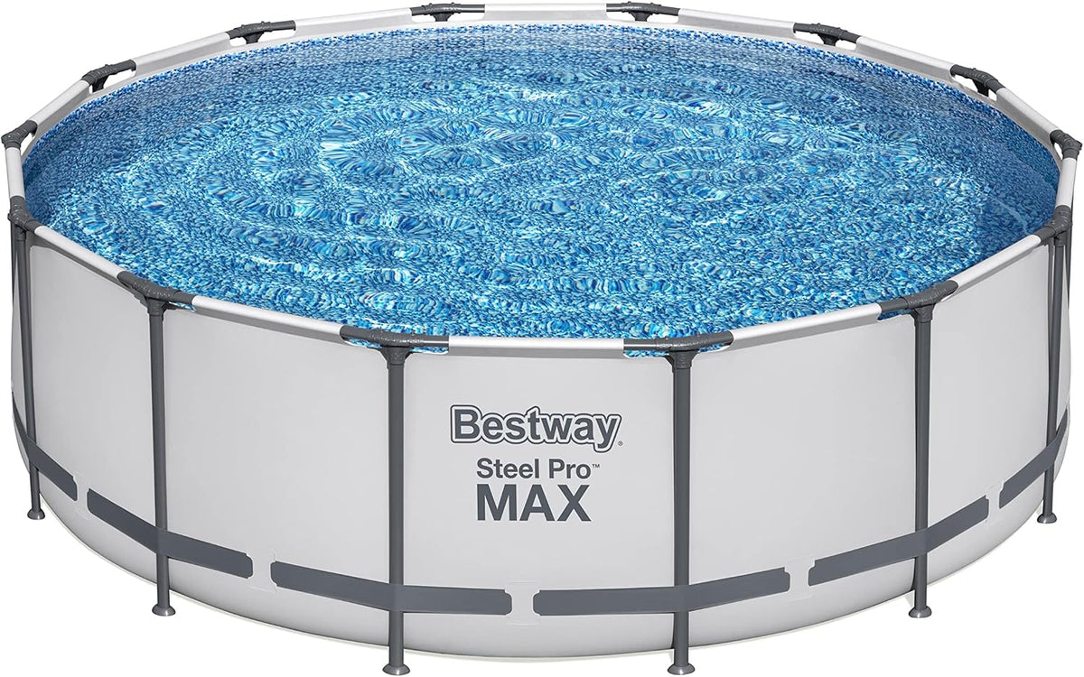 BESTWAY 5612X Piscina desmontable Steel Pro Max 427 x 122 cm, con depuradora de cartucho 3.028 L/H, cobertor y escalera, 56088, Azul