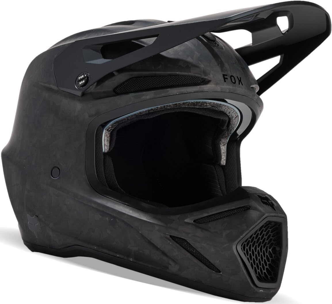 Casco de Motocross Fox V3 RS Carbon Solid MIPS, Negro Mate, M (57/58)