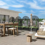 MAYEERTY Jardinera de hierro arqueada negra de 72x47 con enrejado, juego de 3 piezas, biombo decorativo de jardín para patio y balcón
