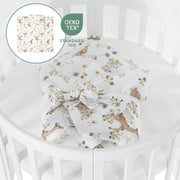 Cuna ovalada evolutiva Waldin, set completo 7 en 1, cuna de barrotes, cama infantil con colchón, cambiador, cuna colecho, madera blanca