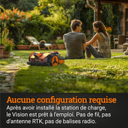 WORX LANDROID VISION WR216E.1, Robot cortacésped inalámbrico sin cable perimetral 1600 m² Sup. máx 1700 m², instalación en 30 min, cámara 4K + IA adaptativa, evita todos los obstáculos, corte de bordes, multizona