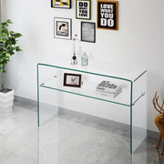 Consola de cristal transparente Meubletmoi de 100 cm con estante - Mesa de entrada de diseño contemporáneo - Ice