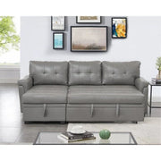 Sofá seccional reversible convertible con cama extraíble, chaise longue con almacenamiento oculto y patas duraderas