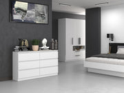 Cómoda CDF de 6 cajones, cómoda de dormitorio blanca, mueble armario de almacenamiento espacioso para salón u oficina, diseño moderno y espacioso, fácil de instalar, 40x75x138 cm, mueble para ropa