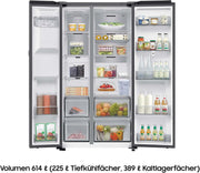 Frigorífico americano Samsung RS90F67BETEF, nevera con congelador AI, 178 cm, 614 l, dispensador de hielo/agua con depósito, Family Hub, modo AI Energy y control por voz, aspecto de acero inoxidable