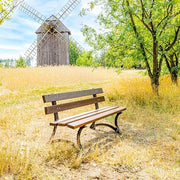 REKORD Banco de jardín 170 x 59 x 73 cm Banco de exterior robusto de metal y madera con respaldo resistente a la intemperie para parque, terraza y patio delantero - Lodzka - Palisandro