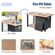 Set de muebles de exterior para patio XIZZI de 13 piezas de mimbre con fogata