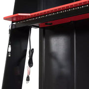 Litera tipo loft en forma de L para juegos con escritorios, litera doble con luces LED, puertos USB, estanterías de almacenamiento, cama alta esquinera de madera para 2 personas