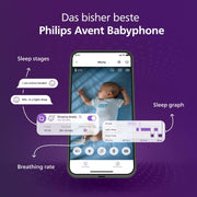 Vigilabebés con vídeo conectado PHILIPS Avent con Wi-Fi, cámara HD de alta calidad, visión nocturna por infrarrojos, detección de llanto, función de comunicación bidireccional, 12 horas de duración de la batería en modo Eco, modelo SCD951/26