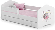 Cama Infantil KOBI FALA Blanco | con Cajón de Almacenamiento | 160x80 cm | Cama para Niño y Niña Cunas para Niños | con Colchón y Somier | Mueble para Habitación de Bebé | Cama Individual con Barrera