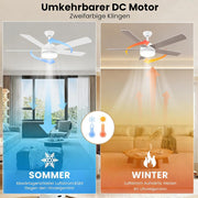 Ventilador de techo con iluminación CJOY, 152 cm, con mando a distancia, 6 velocidades, LED regulable, temporizador y modo reposo para dormitorio