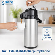 Cafetera Saro incl. jarra termo de acero inoxidable con bomba – 2,2 L – tiempo de preparación aprox. 5–6 min – protección contra funcionamiento en seco – 2,069 kW – modelo THERMO 24