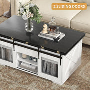 VOWNER Mesa de Centro Elevable, Mesa Extensible, Multifuncional 3 en 1 con Almacenamiento Oculto - Comedor, Convertible, Estilo Granja, Nogal