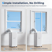 Aire acondicionado portátil LEENON 9000 BTU, 4 en 1: refrigeración, deshumidificación, modo ventilador y modo sueño, climatizador móvil de 2,6 kW con tubo de escape, mando a distancia/temporizador de 24h, para habitaciones de hasta 35 m²