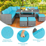 Conjunto de comedor de ratán para patio de 7 piezas Costway, sofá seccional y otomana - Ver detalles