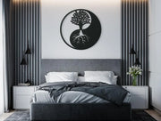 Decoración de pared redonda de madera en 3D Yin Yang | Decoración para el hogar espiritual