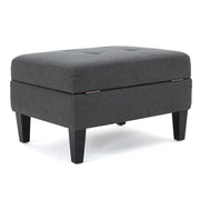 Otomana de almacenamiento de tela capitoné — Azul oscuro / Gris oscuro / Gris claro / Rojo intenso / Canela oscuro / Verde azulado, 1 plaza
