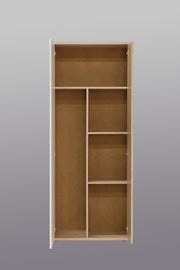 FORTE NET106 Armario 70 180, armario multiusos pequeño, armario para aspiradora, trastero, 2 puertas con estantes, blanco con decoración de madera: roble Sonoma, 69 cm de ancho x 179 cm de alto x 35 cm de profundidad