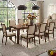 Juego de comedor moderno - Mesa de 80" + 6 sillas acolchadas, estructura de madera maciza, capacidad de la mesa de 400 lbs, fácil montaje