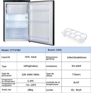 CHIQ Refrigerador congelador 107 L, Clase D, Eficiencia energética, Ultra silencioso (39 dB), Control de humedad, Puerta reversible