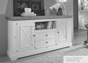 Aparador Woodroom Oslo de madera de pino maciza blanca (ancho x alto x fondo: 169x88x42 cm), cómoda, aparador