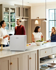 Mini frigorífico Upstreman de 46 L con congelador, termostato ajustable, ahorro de energía, silencioso, frigorífico superior con puerta reversible, minibar para dormitorio, oficina, hotel, blanco-FR17