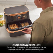 Freidora de aire Ninja AF500EUCP Foodi FlexDrawer 10,4 L – 7 funciones, zona doble, 2470 W, negro/cobre