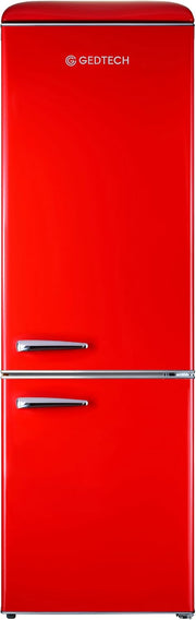 GEDTECH Refrigerador combinado vintage GCBV310RD - Congelador inferior - Rojo - Capacidad 310 L - Bajo consumo