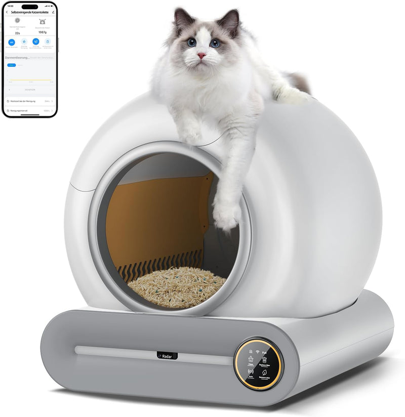 Caja de arena autolimpiable para gatos, grande XXL 68L, arenero automático con bolsas de basura, entrada baja con control por APP, arenero eléctrico para 2 gatos, arenero autolimpiable para gatos
