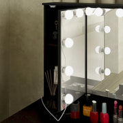 Tocador de maquillaje LED de lujo con 9 cajones, elegante estación de maquillaje