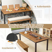 Mesa de jardín COSTWAY con orificio para sombrilla, 200x90 cm, mesa de terraza grande para 8 personas, mesa de balcón rectangular con tablero de madera de acacia, mesa de comedor al aire libre para jardín, terraza