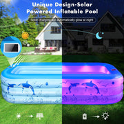 Piscina hinchable para adultos LanOcean con luces, piscina familiar rectangular hinchable solar con 12 modos de iluminación, piscina hinchable grande para niños de 240x150x55 cm, piscina infantil para jardín
