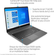 HP 15s-fq0003sf Ordenador Portátil 15,6" FHD, PC Portátil (Intel Celeron N4120, RAM 4 GB, SSD 128 GB, Intel UHD Graphics, Windows 11), Portátil Gris, AZERTY, Microsoft 365 Personal 12 Meses Incluido