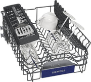 Siemens SR65YX08ME, lavavajillas inteligente iQ500 totalmente integrable, 45 cm de ancho, tercera bandeja para cubiertos, Zeolita, extra silencioso, aquaStop, apertura automática de puerta al finalizar el programa, varioSpeed, iluminación interior