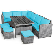 Conjunto de comedor de ratán para patio de 7 piezas Costway, sofá seccional y otomana - Ver detalles