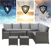 Conjunto de salón para jardín SVITA Monroe, muebles de salón de ratán sintético, grupo de asientos, gris