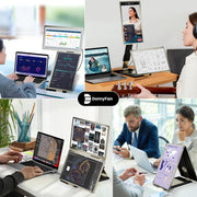Domyfan Monitor triple portátil de 15,6" para portátil, 120% sRGB FHD 1080P, adecuado para portátiles de todos los tamaños, conexión USB tipo C, HDMI, plug and play, para Mac, Windows, Chrome, Android