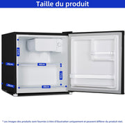 Mininevera CHIQ CSD46D4E de 46 L, 47 x 44,7 cm, compacta y silenciosa, botellero integrado, termostato regulable, diseño moderno en negro, ideal para dormitorio, oficina, cocina, salón